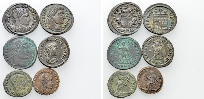 6 Late Roman Folles. 

Obv: .
Rev: .

. 

Condition: See picture.

Weig...