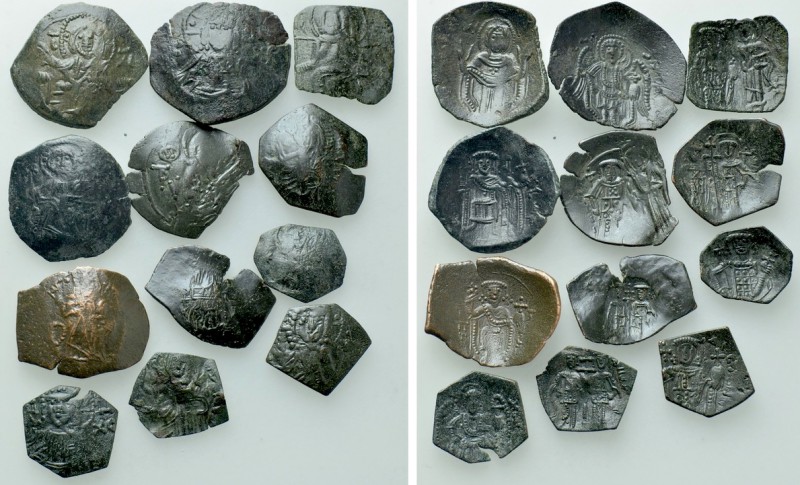 12 Late Byzantine Coins. 

Obv: .
Rev: .

. 

Condition: See picture.

...