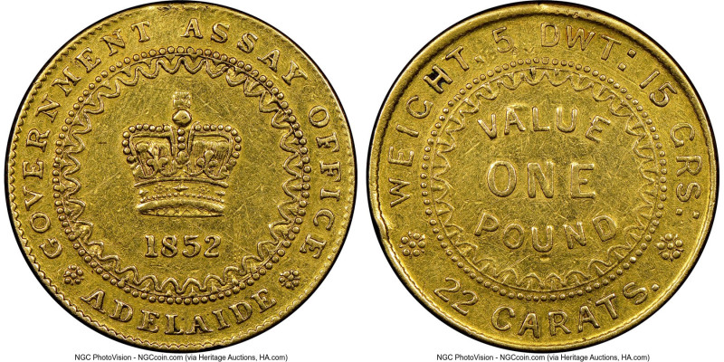 South Australia. British Colony gold "Adelaide" Pound 1852 XF Details (Mount Rem...