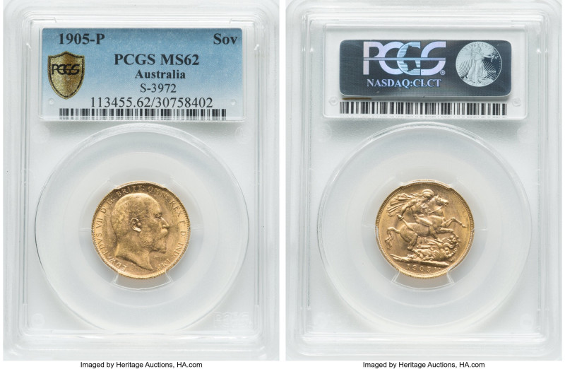 Edward VII gold Sovereign 1905-P MS62 PCGS, Perth mint, KM15, S-3972. HID0980124...