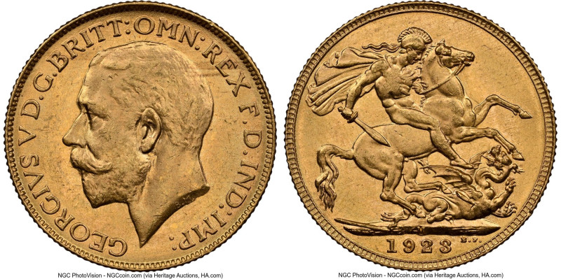 George V gold Sovereign 1923-M MS64 NGC, Melbourne mint, KM29, S-3999. HID098012...