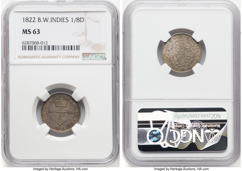 British Colony. George IV "Anchor Money" 1/8 Dollar 1822 MS63 NGC, KM2, Br-859, ...