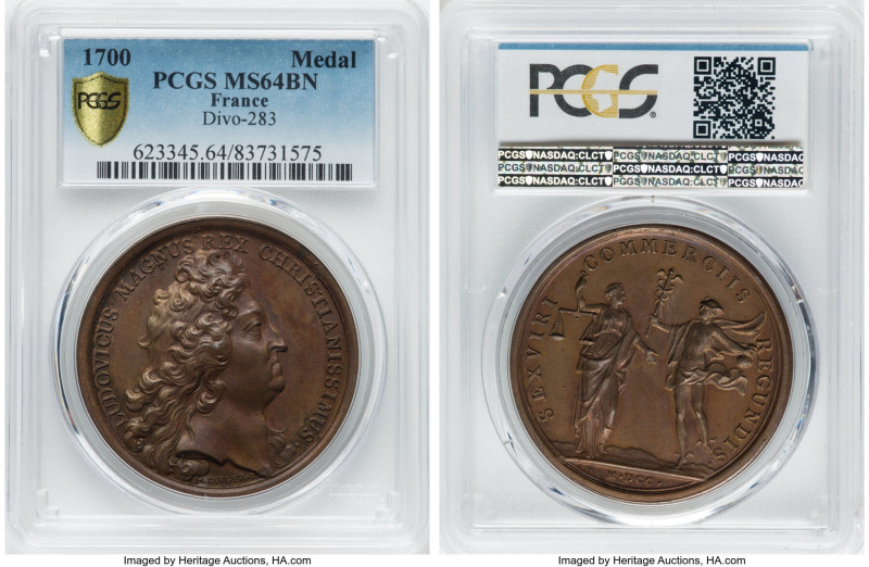 Louis XIV 3-Piece Lot of Certified Medals PCGS, 1) "Chamber of Commerce" Medal 1...