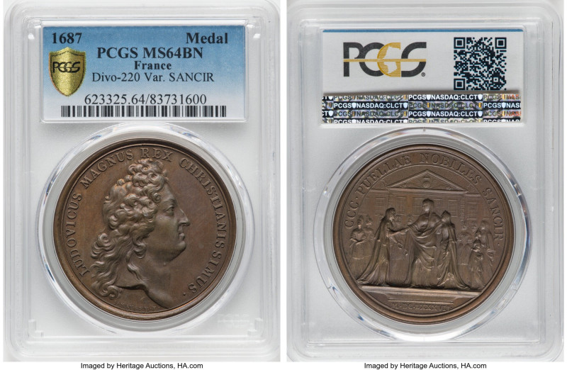 Louis XIV 4-Piece Lot of Certified Medals PCGS, 1) "Saint-Cyr - Maison Royale" M...