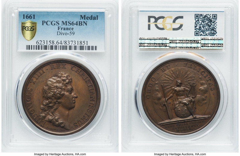 Louis XIV 4-Piece Lot of Certified Medals PCGS, 1) "Government to the State" Med...