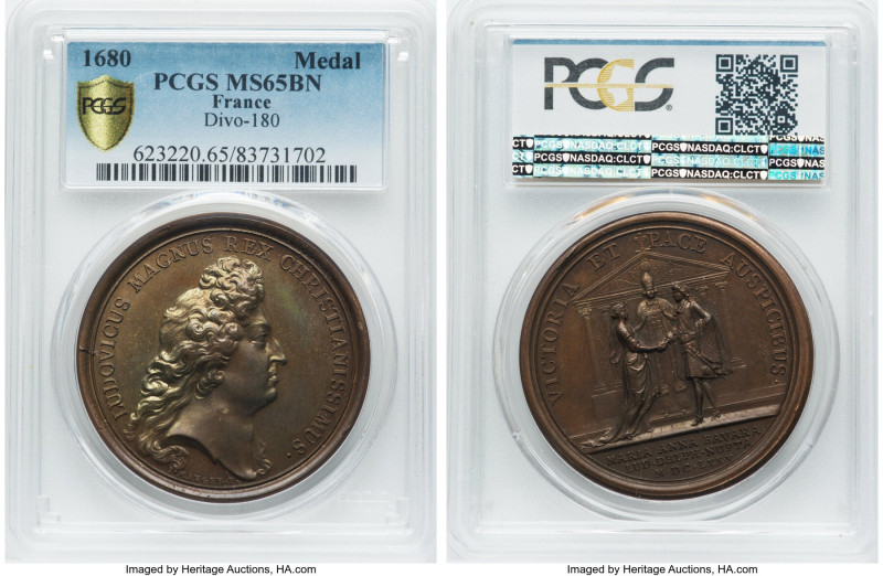 Louis XIV 4-Piece Lot of Certified Medals PCGS, 1) "Marriage of Louis & Maria An...