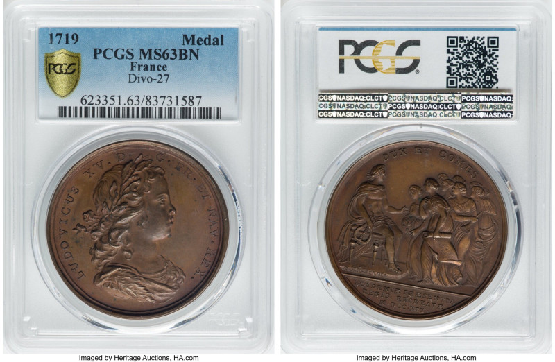 Louis XV 4-Piece Lot of Certified Restrike Medals PCGS, 1) "Royal Visit to the A...