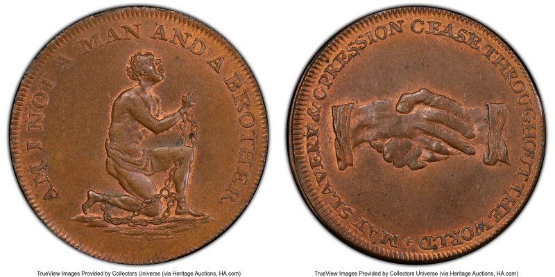 Middlesex. Political copper "Anti-Slavery" 1/2 Penny Token ND (c. 1790) MS63 Bro...