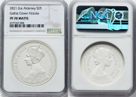British Dependency. Elizabeth II silver Matte Proof "Gothic Crown - Portrait" 5 Pounds (2 oz) 2021 PR70 NGC, Commonwealth mint, KM-Unl. Mintage: 375. ...