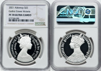 British Dependency. Elizabeth II silver Proof "Gothic Crown - Portrait" 5 Pounds 2021 PR70 Ultra Cameo NGC, Commonwealth mint, KM-Unl. Mintage: 2,500....