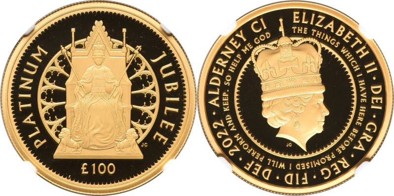 British Dependency. Elizabeth II gold Proof "Platinum Jubilee - Enthroned Queen"...
