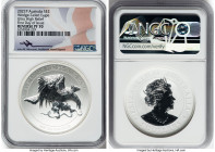 Elizabeth II silver Reverse Proof Ultra High Relief "Wedge-Tailed Eagle" 2 Dollars (2 oz) 2021-P PR70 NGC, Perth mint, KM-Unl. First Day of Issue. Lab...