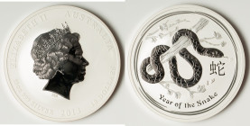 Elizabeth II silver Proof "Year of the Snake" 10 Dollars (10 oz) 2013 UNC, Perth mint, KM1971. Lunar Series II. HID09801242017 © 2024 Heritage Auction...