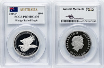 Elizabeth II Proof 100 Dollars 2015-P PR70 Deep Cameo PCGS, Perth mint. Wedge Tailed Eagle variety. Accompanied by case of issue and COA #129. Label h...