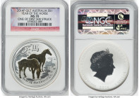 Elizabeth II 4-Piece Lot of Certified silver "Year of the Horse" Assorted Issues 2014-P NGC, 1) gilt Dollar (1 oz) MS70 NGC, Perth mint, KM2111. One o...
