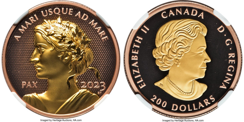 Elizabeth II gilt-rose gold Proof Ultra High Relief "Peace Dollar - Pulsating" 2...