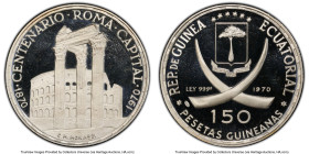 Republic silver Proof "Centennial of Rome as Capital" 150 Pesetas 1970 PR66 Deep Cameo PCGS, Numismatica Italiana mint (Arezzo, Italy), KM15. 100th An...