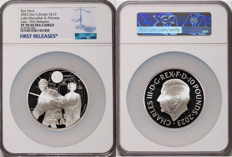 Charles III silver Proof "Luke Skywalker & Princess Leia" 10 Pounds (5 oz) 2023 ...