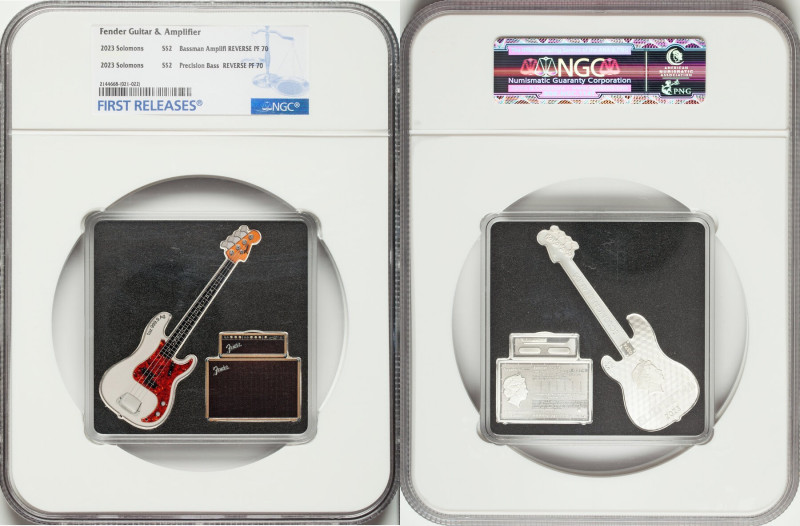 Elizabeth II 2-Piece Certified silver "Fender and Amp" 2 Dollars Reverse Proof S...