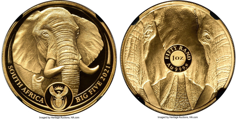 Republic Pair of Certified gold & silver Proof "Elephant" Assorted Rand (1 oz) 2...