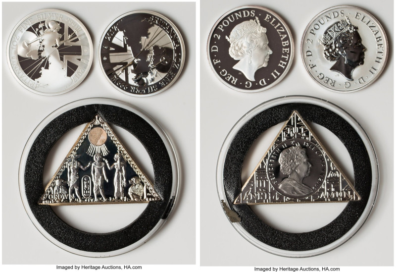 Elizabeth II 3-Piece Lot of Uncertified silver Assorted Issues UNC, 1) Great Bri...