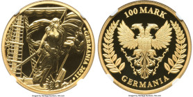 Private Issue gold Proof "Lady Germania" 100 Mark (1 oz) 2021 PR70 Ultra Cameo NGC, Germania mint. Mintage: 100. First Releases. Accompanied by origin...