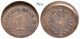 REICHSKLEINMÜNZEN
 1 Pfennig 1875 A Berlin Stark dezentrierte Prägung. J. 1. Fehlprägung. Vorzüglich