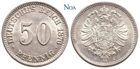 REICHSKLEINMÜNZEN
 50 Pfennig 1876 G Karlsruhe J. 7. Fast Stempelglanz