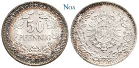 REICHSKLEINMÜNZEN
 50 Pfennig 1877 D München J. 8. Feine Tönung, gutes vorzüglich