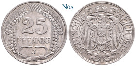 REICHSKLEINMÜNZEN
 25 Pfennig 1912 J Hamburg J. 18. Gutes vorzüglich