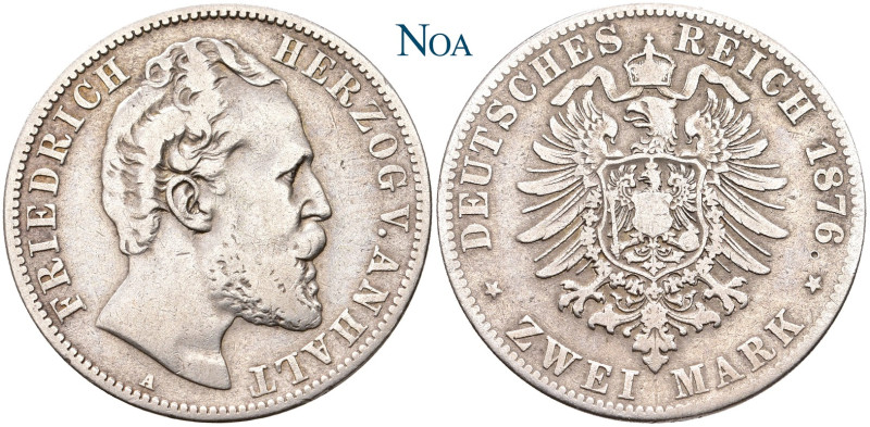 REICHSSILBERMÜNZEN ANHALT
Friedrich I., 1871-1904. 2 Mark 1876 A Berlin J. 19. ...