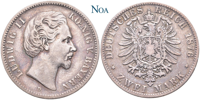 REICHSSILBERMÜNZEN BAYERN
Ludwig II., 1864-1886. 2 Mark 1876 D München J. 41. A...