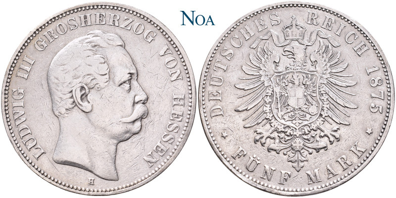 REICHSSILBERMÜNZEN HESSEN
Ludwig III., 1848-1877. 5 Mark 1875 H Darmstadt J. 67...