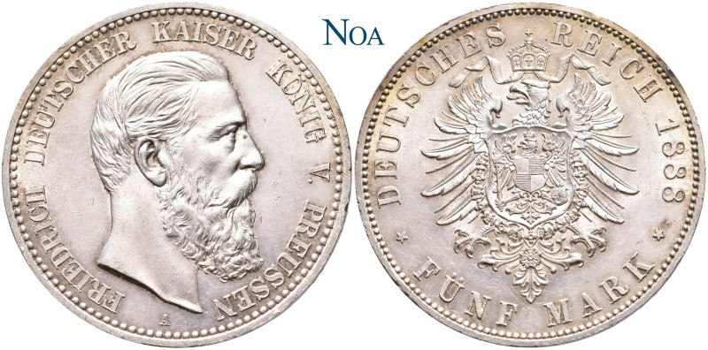 REICHSSILBERMÜNZEN PREUSSEN
Friedrich III., 1888. 5 Mark 1888 A Berlin J. 99. H...