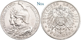 REICHSSILBERMÜNZEN PREUSSEN
Wilhelm II., 1888-1918. 5 Mark 1901 (A) Berlin Zum 200jährigen Bestehen des Königreichs. J. 106. Leicht berieben, vorzügl...