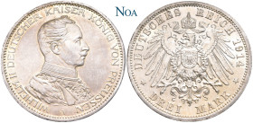 REICHSSILBERMÜNZEN PREUSSEN
Wilhelm II., 1888-1918. 3 Mark 1914 A Berlin J. 113. Feine Tönung, vorzüglich-Stempelglanz