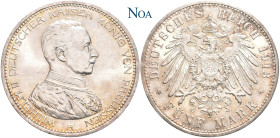 REICHSSILBERMÜNZEN PREUSSEN
Wilhelm II., 1888-1918. 5 Mark 1913 A Berlin J. 114. Feine Tönung, fast Stempelglanz