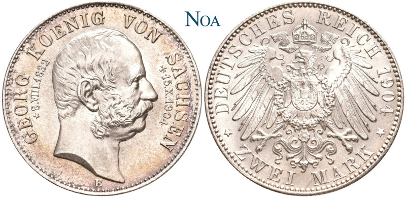 REICHSSILBERMÜNZEN SACHSEN
Georg, 1902-1904. 2 Mark 1904 E Muldenhütten Auf den...