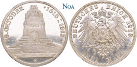 REICHSSILBERMÜNZEN SACHSEN
Friedrich August III., 1904-1918. 3 Mark 1913 E Muldenhütten Zur Jahrhundertfeier der Völkerschlacht bei Leipzig. Die Aufl...