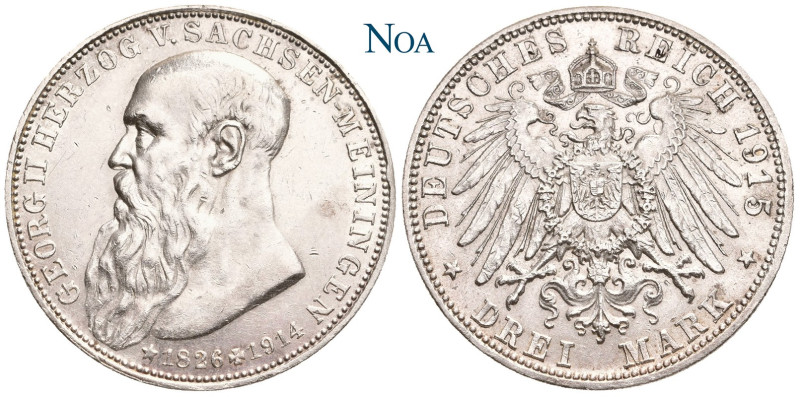 REICHSSILBERMÜNZEN SACHSEN-MEININGEN
Georg II., 1866-1914. 3 Mark 1915 (D) Münc...