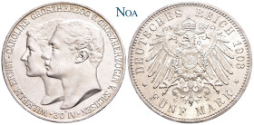REICHSSILBERMÜNZEN SACHSEN-WEIMAR-EISENACH
Wilhelm Ernst, 1901-1918. 5 Mark 1903 A Berlin Zur Hochzeit mit Caroline von Reuß. Auflage: 24.000 Exempla...