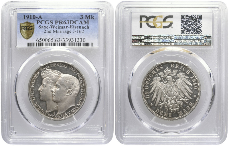 REICHSSILBERMÜNZEN SACHSEN-WEIMAR-EISENACH
Wilhelm Ernst, 1901-1918. 3 Mark 191...