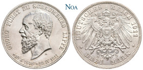 REICHSSILBERMÜNZEN SCHAUMBURG-LIPPE
Georg, 1893-1911. 3 Mark 1911 A Berlin Auf den Tod des Fürsten. Auflage: 50.000 Exemplare. J. 166. Fast Stempelgl...