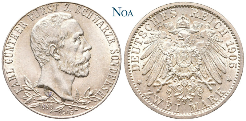REICHSSILBERMÜNZEN SCHWARZBURG-SONDERSHAUSEN
Karl Günther, 1880-1909. 2 Mark 19...