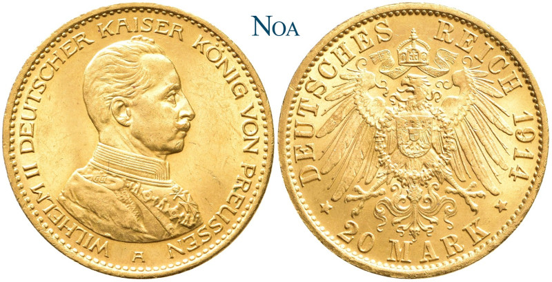 REICHSGOLDMÜNZEN PREUSSEN
Wilhelm II., 1888-1918. 20 Mark 1914 A Berlin J. 253....