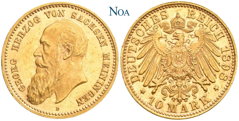 REICHSGOLDMÜNZEN SACHSEN-MEININGEN
Georg II., 1866-1914. 10 Mark 1898 D München...