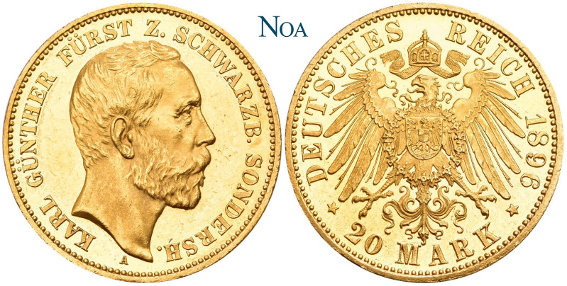 REICHSGOLDMÜNZEN SCHWARZBURG-SONDERSHAUSEN
Karl Günther, 1880-1909. 20 Mark 189...