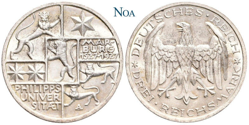 WEIMARER REPUBLIK
 3 Reichsmark 1927 A Berlin 400 Jahre Philipps-Universität Ma...