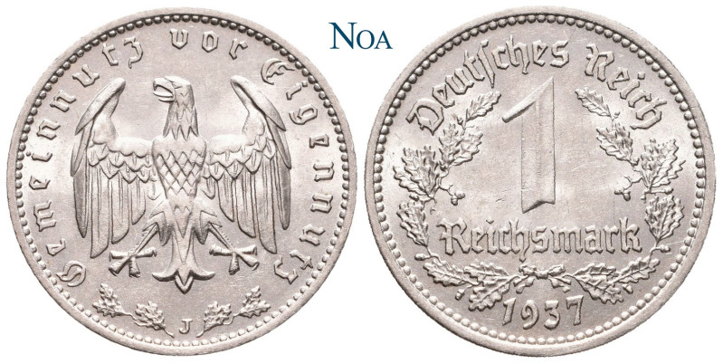 DRITTES REICH
 1 Reichsmark 1937 J Hamburg J. 354. Stempelglanz