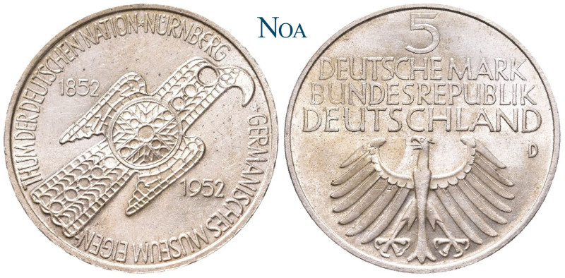 BRD
 5 Deutsche Mark 1952 D München 100 Jahre Germanisches Nationalmuseum Nürnb...